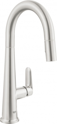 Смеситель Grohe Veletto 30419DC0 для кухонной мойки, суперсталь, однорычажный, высота излива 24 см