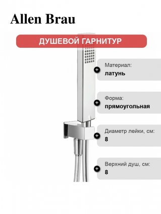 Душевой гарнитур Allen Brau Infinity 5.21021-00 хром штанга 23.8 см, шланг пластиковый 150 см