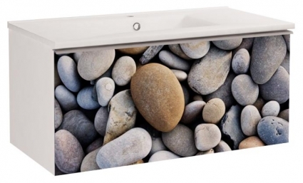 Тумба с раковиной Dreja Image 90 stone, глянцевая, с ящиками, подвесная