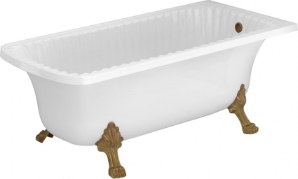 Ванна из искусственного камня Migliore Olivia 25446 174x80 белая, бронза, прямоугольная, пристенная