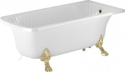 Ванна из искусственного камня Migliore Olivia 27001 174x80 белая, золото, прямоугольная, пристенная