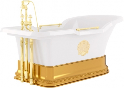 Ванна из искусственного камня Migliore Impero 25813 180x87 белая, золото, прямоугольная, отдельностоящая