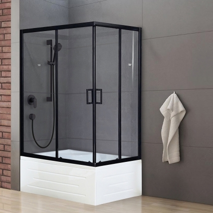Душевой уголок Royal Bath BP RB8100BP-T-BL-L 100x80 с поддоном, прямоугольный, двери раздвижные