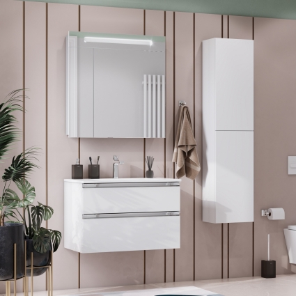 Мебель для ванной Roca The Gap 80, 2 ящика, белый глянец, подвесная, с доводчиками
