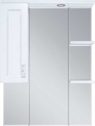 Зеркало Misty Дива 85 L c подсветкой, белое, с полками, с доводчиками