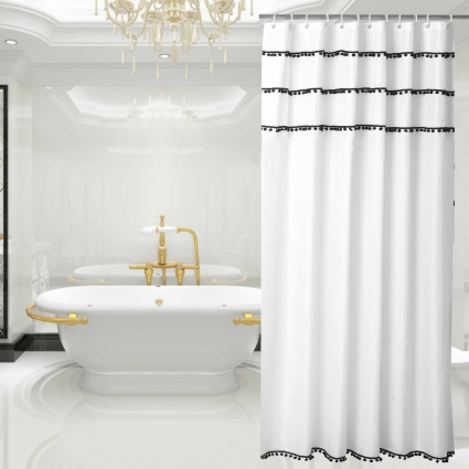 Штора для ванной Carnation Home Fashions PON180W белый в современном стиле