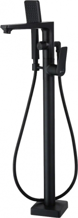 Смеситель Lemark Bronx LM3744BL напольный, для ванны с душем, черный, однорычажный, длина излива 23.3 см