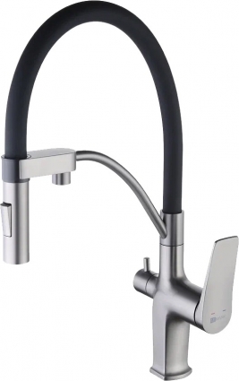 Смеситель Lemark Bronx LM3761GM для кухонной мойки, графит, однорычажный, сталь
