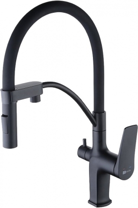 Смеситель Lemark Bronx LM3761BL для кухонной мойки, черный, однорычажный, высота излива 20.6 см