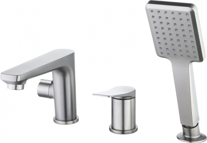Смеситель Lemark Bronx LM3745GM на борт ванны, графит, однорычажный, сталь