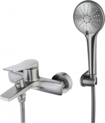 Смеситель Lemark Bronx LM3714GM для ванны с душем, графит, однорычажный, сталь