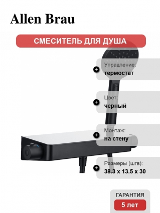 Термостат Allen Brau Fantasy 5.11002-31 для душа, чёрный матовый, термостат, черный