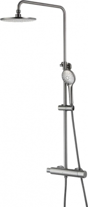 Душевая стойка Lemark Bronx LM3770GM c термостатом, графит, цвет сталь, штанга 161.5 см
