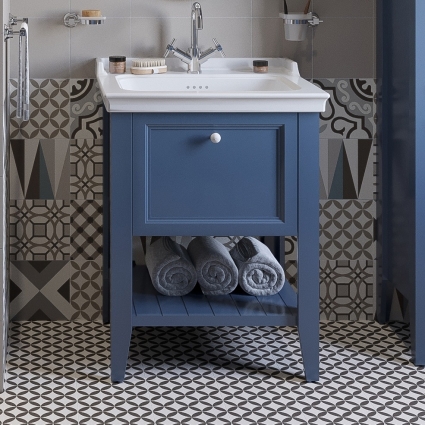 Тумба с раковиной VitrA Valarte 65 стальной синий, напольная, матовая