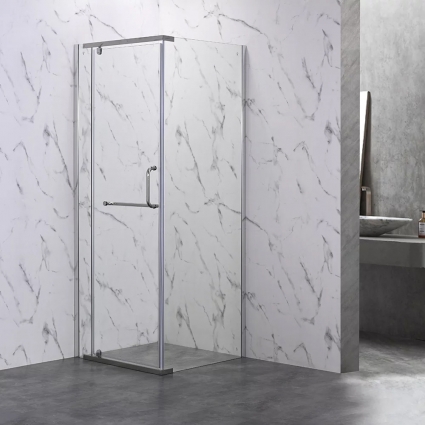 Душевой уголок Veconi Rovigo 90x90х200 профиль хром, стекло прозрачное, квадратный, двери распашные