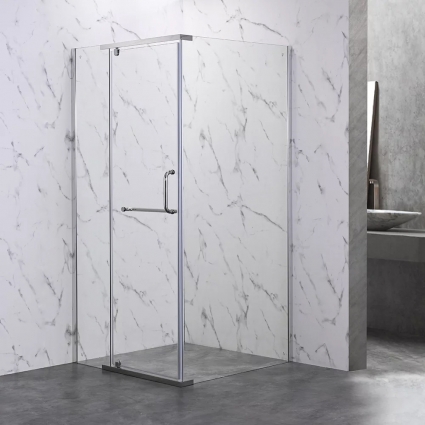 Душевой уголок Veconi Rovigo 100x90х200 профиль хром, стекло прозрачное, квадратный, двери распашные