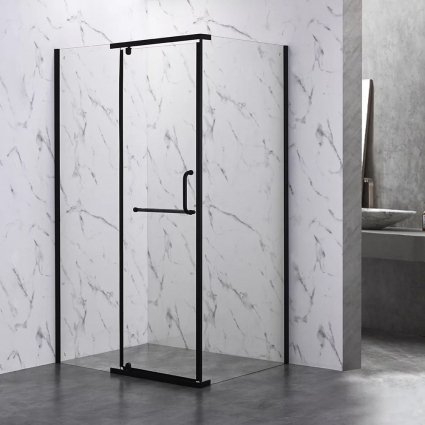 Душевой уголок Veconi Rovigo 120x80х200 профиль черный, стекло прозрачное, прямоугольный, двери распашные