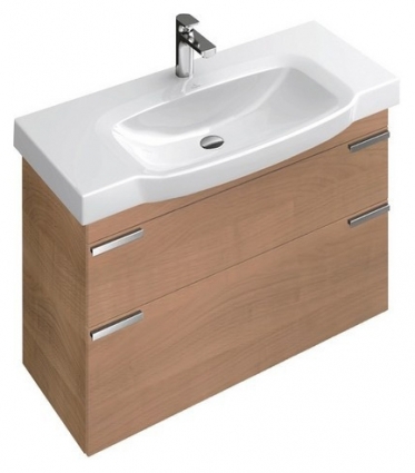 Тумба с раковиной Villeroy & Boch Sentique 100 вяз, с ящиками, подвесная