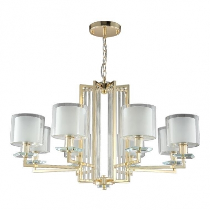 Подвесная люстра Crystal Lux Nicolas SP-PL8 Gold/White в стиле модерн, цвет белый