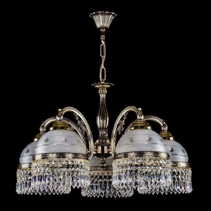 Подвесная люстра Artglass Cassandra V. Brass Antique CE в классическом стиле, цвет белый