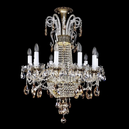 Подвесная люстра Artglass Proserpina X. Brass Antique CE - 8003 в классическом стиле, цвет античная бронза