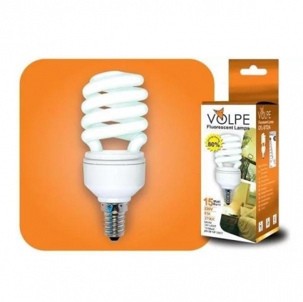 Лампа энергосберегающая Volpe E14 15W 2700K матовая CFL-H T2 220-240V 15W E14 2700K 01561 цвет матовый, мощность 9 Вт