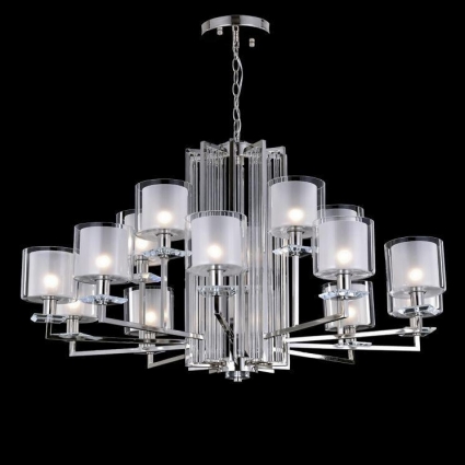 Подвесная люстра Crystal Lux Nicolas SP-PL10+5 Nickel/White в стиле модерн, цвет белый