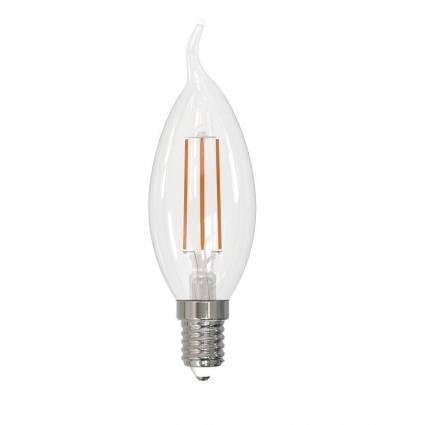 Лампа светодиодная филаментная Volpe E14 5W 4000K прозрачная LED-CW35-5W/4000K/E14/CL/SLF UL-00008335 цвет прозрачный, мощность 9 Вт