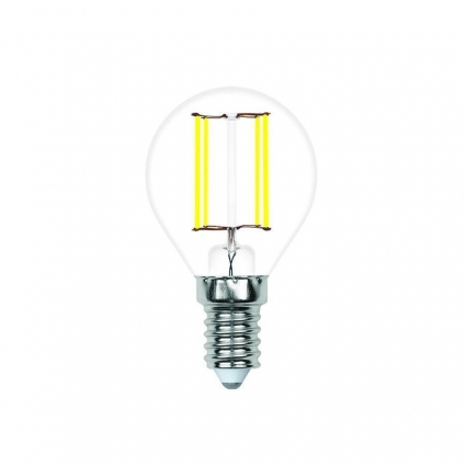 Лампа светодиодная филаментная Volpe E14 6W 4000K прозрачная LED-G45-6W/4000K/E14/CL/SLF UL-00008317 цвет прозрачный, мощность 9 Вт