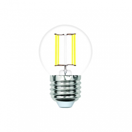 Лампа светодиодная филаментная Volpe E27 4W 4000K прозрачная LED-G45-4W/4000K/E27/CL/SLF UL-00008305 цвет прозрачный, мощность 9 Вт