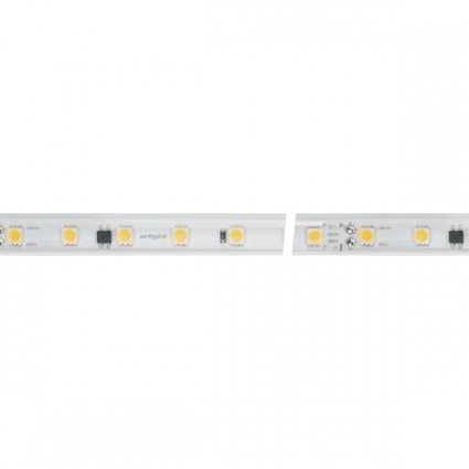 Светодиодная влагозащищенная лента Arlight 8W/m 54LED/m 5060SMD теплый белый 50M 027059(2) в современном стиле, цвет белый