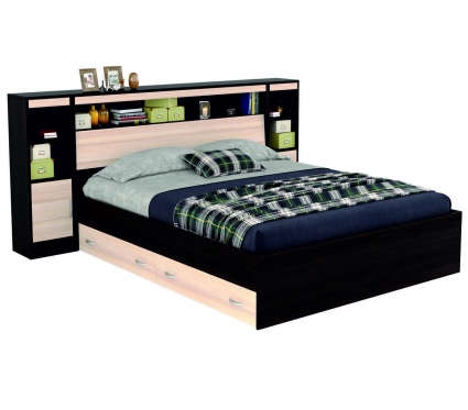 Кровать MYROOM Family Виктория 160х200 бежево-коричневого цвета с ящиками и тумбами , с изголовьем