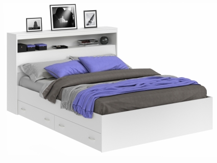 Кровать MYROOM Family Виктория 140х200 белого цвета с матрасом, с изголовьем, с ящиком для хранения