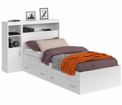 Кровать MYROOM Family Виктория 90х200 белого цвета с матрасом , с изголовьем, с ящиком для хранения