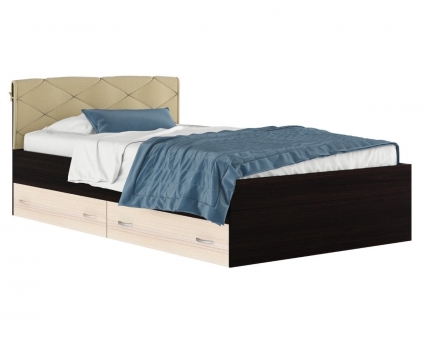 Кровать MYROOM Family Виктория 120х200 бежево-коричневого цвета с ящиками, с изголовьем