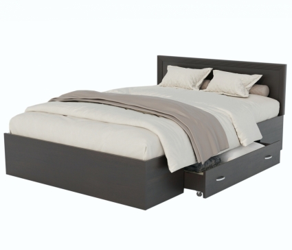 Кровать MYROOM Family Адель 140х200 темно-коричневого цвета с ящиком, с изголовьем