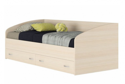 Кровать MYROOM Family Уника 90х200 цвета дуб молочный с матрасом и ящиками