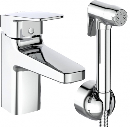 Смеситель Ideal Standard Ceraplan BD231AA для раковины с гигиеническим душем, хром, однорычажный, высота излива 7.3 см
