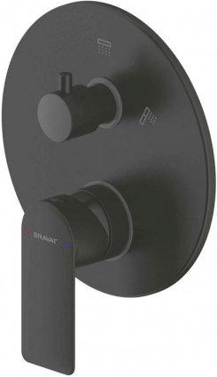 Смеситель Bravat Eddie Black PB8369402BW-2-ENG для ванны с душем, черный матовый, однорычажный