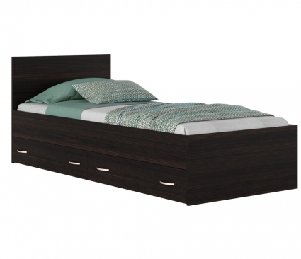 Кровать MYROOM Family Виктория 90х200 цвета венге с матрасом и ящиками, с изголовьем