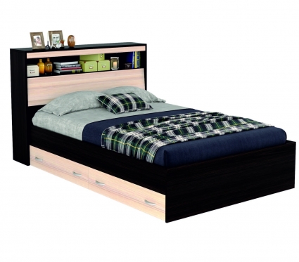 Кровать MYROOM Family Виктория 140х200 бежево-коричневого цвета с матрасом, с изголовьем, с ящиками