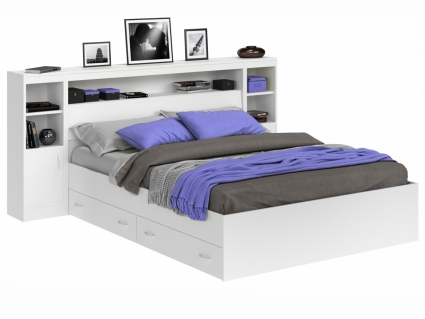 Кровать MYROOM Family Виктория 140х200 белого цвета с матрасом, с изголовьем, с ящиком для хранения