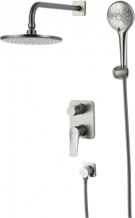 Душевой комплект Lemark Bronx LM3729GM С ВНУТРЕННЕЙ ЧАСТЬЮ, графит, цвет сталь, шланг металлический 200 см