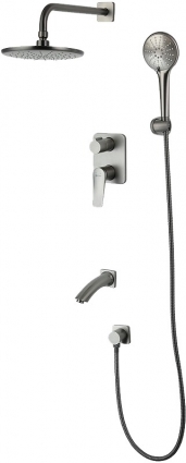 Душевой комплект Lemark Bronx LM3722GM С ВНУТРЕННЕЙ ЧАСТЬЮ, графит, цвет сталь, шланг металлический 200 см