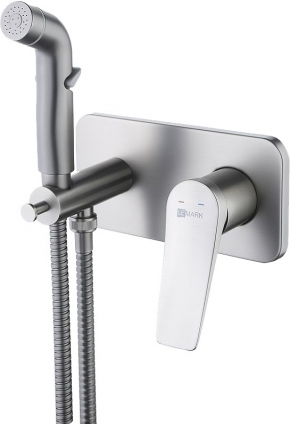 Гигиенический душ Lemark Bronx LM3720GM со смесителем, С ВНУТРЕННЕЙ ЧАСТЬЮ, графит, цвет сталь, 1 режим