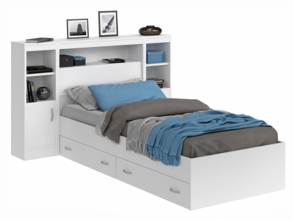 Кровать MYROOM Family Виктория 90х200 белого цвета с матрасом, с изголовьем, с ящиком для хранения