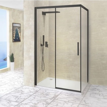 Душевой уголок RGW Leipzig LE-41 150x90x195 профиль черный, стекло прозрачное, прямоугольный