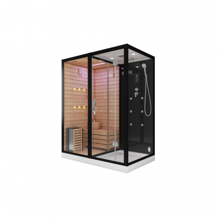 Cerutti Spa Комбинированная сауна 2в1 CeruttiSpa ALBANO Nero-L Black 1800x1100x2230  CT8347 прямоугольный, поддон низкий