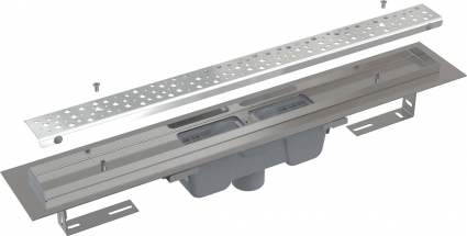 Душевой лоток AlcaPlast APZ1011-1050L в пол около стены, выпуск прямой