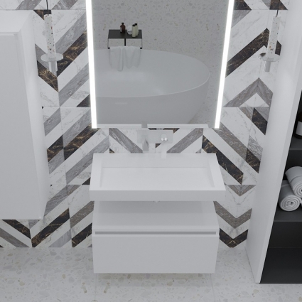 Тумба Armadi Art Flat Valessi Uno-S 80 белый глянец подвесная, с ящиками